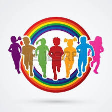 Kids Running Race Children Running Designed Using Colorful Colors On Rainbows Background Graphic Vector Kids Running Running Race Clip Art