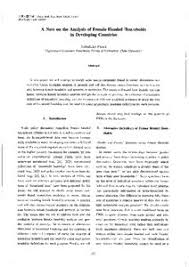 No need to register, buy now! A Note On The Analysis Of Female Headed Households In Developing Countries Munich Personal Repec Archive