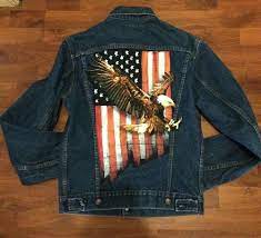 Men S Vintage Levi S Jean Jacket All American Eagle With Flag Decal On Back 38 Levis Jean Jacket Vintage Levis Jeans Vintage Men