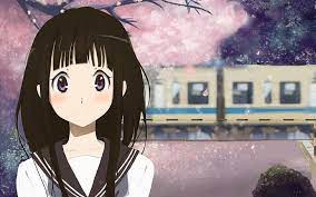 Black hair coffee kizoku cure girl gloves hat long hair. Anime Hyouka Black Hair Eru Chitanda Girl Long Hair Purple Eyes Sakura Blossom Hd Wallpaper Wallpaperbetter