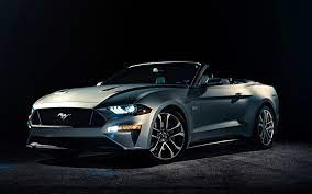 Download Wallpapers Ford Mustang 2018 Gray Convertible Gray Mustang Sports Car American Cars Ford Besthqwallpapers Com Ford Mustang Convertible New Ford Mustang Mustang Convertible