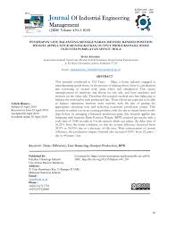 We did not find results for: Pdf Penerapan Line Balancing Menggunakan Metode Ranked Position Weight Rpw Untuk Meningkatkan Output Produksi Pada Home Industri Pembuatan Sepatu Bola