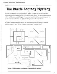 These quiz questions are fun for the brain and will puzzle you. The Puzzle Factory Mystery Addition With Like Denominators Printable Skills Sheets Number Puzzles