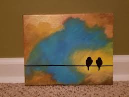 Two Birds On A Wire Painting Birds On A Wire Telephone Wire Birds Telephone Birds Two Birds 8x10 Painting Birds Canvas Painting 8x10 Canvas Teleph Bird Canvas Canvas Painting 8x10 Painting