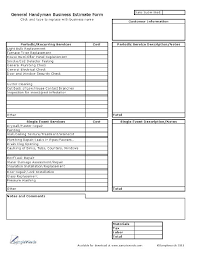 Handyman Business Estimate Form Pdf And Excel