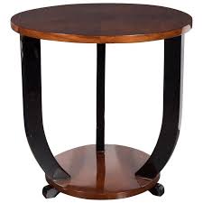French Art Deco Two Tiered Bookmatched Walnut And Black Lacquer Gueridon Table French Art Deco Art Deco Deco