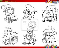 La navidad se acerca cada vez más rápido y en juegos de colorear para navidad puedes empezar a sentir el espíritu festivo coloreando estas imágenes navideñas con retratos de santa claus, adornos propios de navidad, árboles. Para Perros En El Juego De Navidad Para Colorear Pinturas Para La Pared Cuadros Felices Fiestas Claus Saco Myloview Es