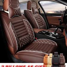 2 Pillows As Gift New Microfiber Leather Car Seat Cover Universal Leather Car Seat Cushion Rhombus Stitchwork 5 Seats 1 Set Wish Leather Car Seat Covers Leather Car Seats Car Seats