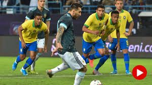 Brazil argentina colombia copa america soccer argentina's players angel di maria, center, and rodrigo de paul, right, embrace a member of the team after defeating colombia in a penalty shootout during a copa america semifinal soccer match at the national stadium in brasilia, brazil, wednesday, july 7, 2021. By The Big Door Messi Leads The Triumph Of Argentina Against Brazil 0 1