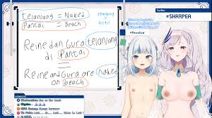 regisvine2078, gawr gura, pavolia reine, hololive, hololive english,  hololive indonesia, highres, nude filter, third-party edit, 2girls,  breasts, large breasts, livestream, multiple girls, nipples, nude, small  breasts, virtual youtuber - Image View - |