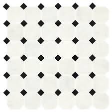 Black And White Marble Mosaic Tile American Olean Genuine Stone Luxe White And Black 12 In X 12 In Polished Octagon Dot Mosaic Tile Lowes Com White Mosaic Tiles Marble Mosaic Floor Olean
