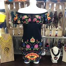 Bonita Dress Cielito Lindo Mexican Boutique Embroidery Dress Mexican Embroidered Blue Dress Mini Dress