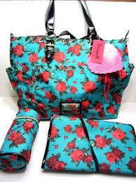 Betsey Johnson Baby Diaper Bag Tote Bottle Changing Pad Twinkle Toes Aqua Ebay Girl Diaper Bag Baby Girl Diaper Bags Betsey Johnson Diaper Bag