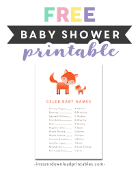 Boy names starting with j: Free Printable Baby Shower Game Celeb Baby Names Woodland Fox Instant Download Instant Download Printables