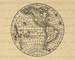 Digital Printable Antique Earth Globe Map Graphic Western Hemisphere Image Download Printable Digital Im Earth Globe Map Illustrated Map Illustration Print