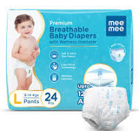 Breathable Premium Baby Diaper Pants (Large, 24 Pcs)