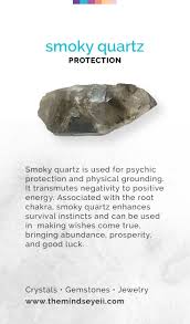 Smoky Quartz Is Great To Use For Protection For Clearing Your Aura Of Negativity Smudge First Crystal Healing Stones Crystals And Gemstones Gemstone Healing