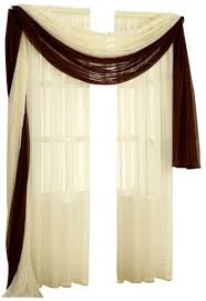 ستارة وشاح طويل شيفون مقاس 150 250 سم أبيض سمنى وبنى موديل ac 6003 curtains scarf curtains home
