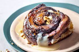 Dark choc-nut cinnabuns with cheat's salted caramel sauce - Fresh Living