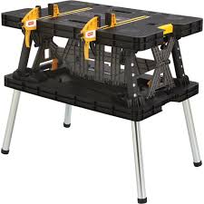 Keter Folding Work Table With Two Adjustable Clamps 1 000 Lb Capacity Model 17182239 Keter Folding Work Table Diy Table Saw Table Saw