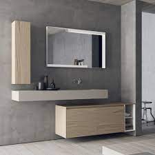 Composizione Bagno Sospesa Design Moderno Calix Novello Set Di Mobili Da Bagno In Hpl Unicolor Rovere Nat Arredamento Bagno Arredo Bagno Moderno Bagni Moderni