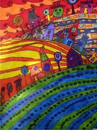Hundertwasser City Warm Cool Line Near And Far Overlapping Hundertwasser Art Art Art Lessons