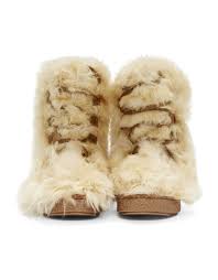 Saint Laurent Beige Furry Boots Vergle