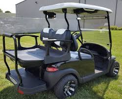 48v Black Custom Golf Cart Electric Club Car Precedent W Genesis 250 Rear Flip With Cooler Rear Storage Golf Carts Custom Golf Carts Golf