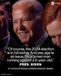 At the White House Correspondents' Dinner, Pres. Biden came out swinging  with jokes about his political rival, former Pres. Trump. Watch:  https://abcnews.visitlink.me/6DLvTS