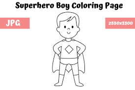 This compilation of over 200 free, printable, summer coloring pages will keep your kids happy and out of trouble during the heat of summer. Coloring Page For Kids Superhero Boy Grafico Por Mybeautifulfiles Creative Fabrica