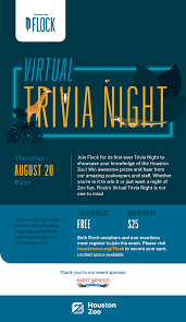 Play at a fun sporcle quiz night . Flock Virtual Trivia Night The Houston Zoo