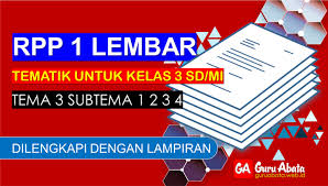 Contoh rpp 1 lembar mode daring kelas iii (3) sd/mi tahun 2020. Contoh Rpp 1 Lembar Kelas 3 Tema 3 Lengkap Disertai Lampiran Guru Abata