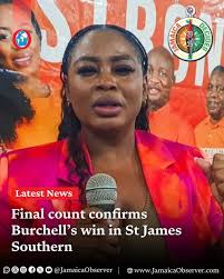 The PNP's Andrea Purkiss claims victory for Eastern Hanover, winning by 767  votes. She contested the polls against the JLP's Dave Brown. Purkiss  attained 5,905 votes while Brown received 5,138 votes. #Raceto32  #Nationwide #Revo