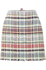 Frayed Cotton Blend Tweed Mini Skirt