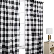 Black And White Checkered Sheer Curtains The Pillow Collection Plaid And Check Semi Sheer Rod Pocket Single Curtain Panel Wayfair Curtains Panel Curtains