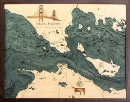 Straits Of Mackinac 3 D Nautical Wood Chart 24 5 X 31