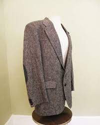 Vintage Gray Tweed Professor Sport Coat With Elbow Patches Men Sz Large Grey Tweed Sport Coat Tweed