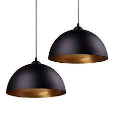 They can be used to create a certain ambience or mood, or illuminate a work area (or both); Buy Frideko Industrial Pendant Light 2 Pack Vintage Hanging Lighting Fixuture With Black Metal Dome Lamp Shade For Kitchen Island Retaurant Black Outside Gold Inside Online In New Zealand B07kllpf2z