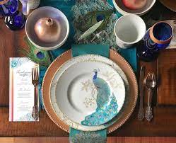 Etsy uses cookies and similar technologies to give you a better experience, enabling things like: Peacock Wedding Table Setting Ideas With Copper Teal And Cobalt Blue