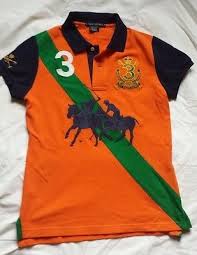 Black And Orange Ralph Lauren Polo Shirt Ralph Lauren 3 Crested Polo Shirt With Large Polo Match Size Medium Orange Shirts Polo Match Casual Tops