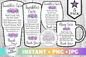 Free printable tumbler care cards. Tumbler Care Card Pack Png Print And Cut Care Cards Purple 422527 Paper Cutting Design Bundles