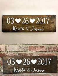 Rustic Hand Painted Wedding Date Wood Sign Established Date Anniversary Gift Personalized Wed Wedding Gift Signs Wood Signs Wedding Gift Wood Wedding Signs
