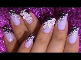Lavender can be such a soft and subtle color. Pretty Nail Art With Rhinestones And Rubber Flowers Purple Nail Art Designs Nails Design With Rhinestones Purple Nail Art