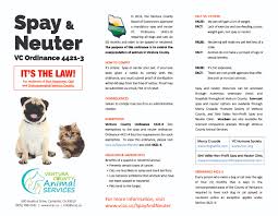 These services are limited based on grant funding. Spay And Neuter Ventura County Animal Services