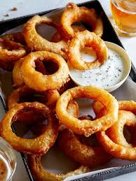 Beer Battered Onion Rings Spoon Fork Bacon
