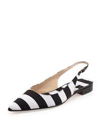 Black And White Striped Flats With Bows Manolo Blahnik Situra Striped Slingback Flat Black White Manolo Blahnik Slingback Flats Slingback Shoes