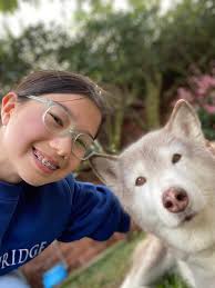 Maya the sweetest rescue watching the sun rise this morning 😊… been with  us since september 9 of 2021 and she is doing amazing 😊😊