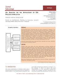 Pdf An Analysis On The Application Of Eia Process In Malaysia