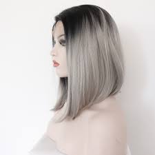 It is easy to style and it blends beautifully with most natural hair colors. Short Gray Straight Dark Roots Ombre Grey Lace Front Wig Bob Heat Resistant Synthetic Hair Wigs For Women Side Parting Fashion Stay Wig Longwig Buyer Aliexpress