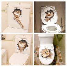 Cat Vivid 3d Smashed Switch Wall Sticker Bathroom Toilet Kicthen Decorative Decals Funny Animals Decor Poster Pvc Mural Art Animal Mural Animal Decor Cat Wall